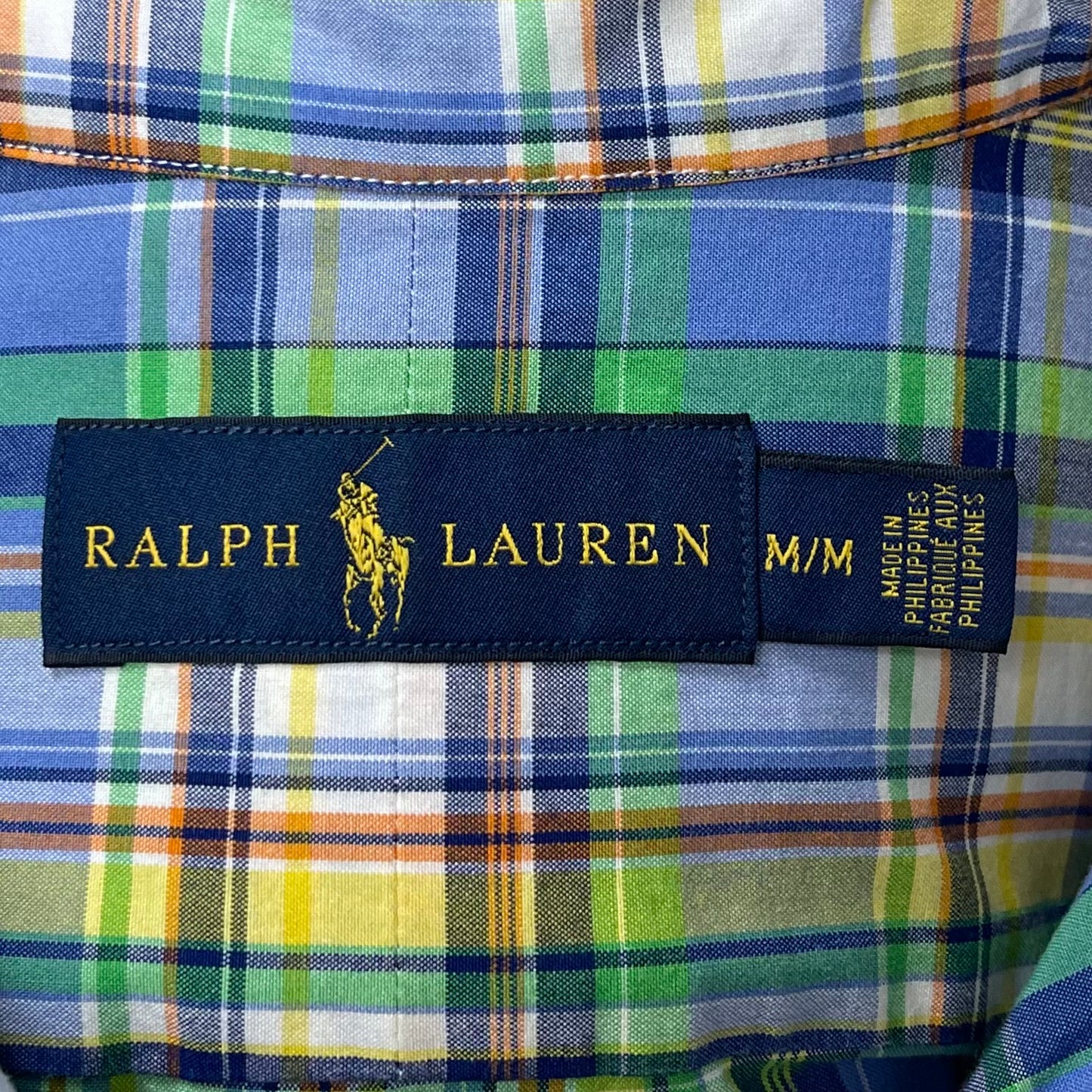 Camisa Polo Ralph Lauren 🏇🏼 Con patron de cuadros tartan en color amarillo, celeste y blanco Talla M Entalle Regular