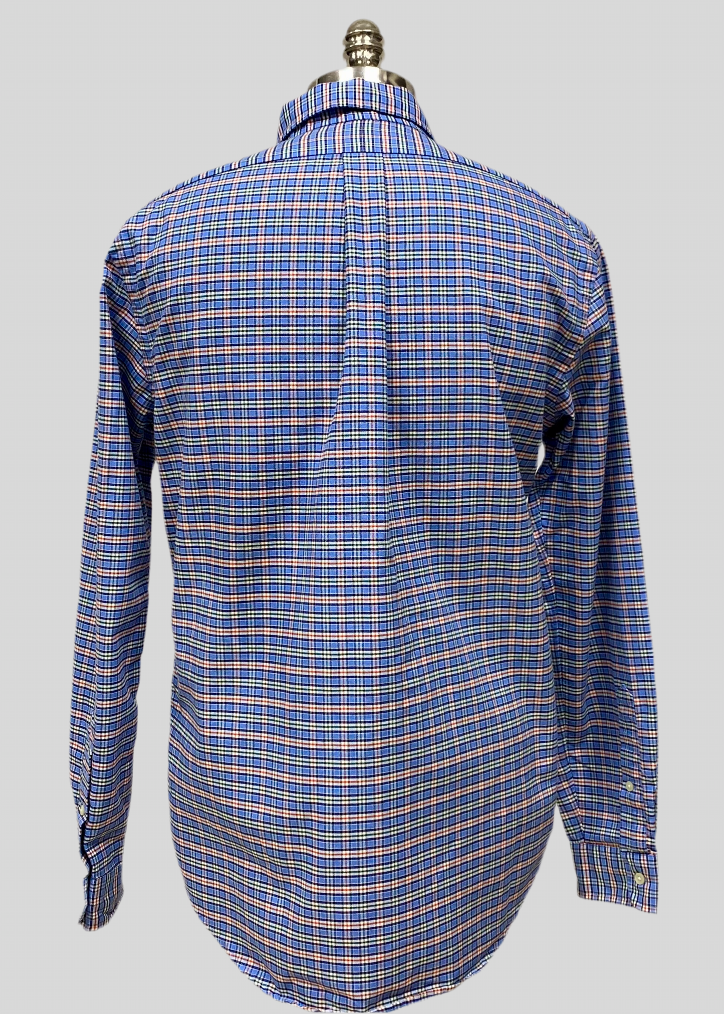 Camisa Polo Ralph Lauren 🏇🏼 Oxford color celeste con patron de cuadros en rojo y blanco Talla M Entalle Regular