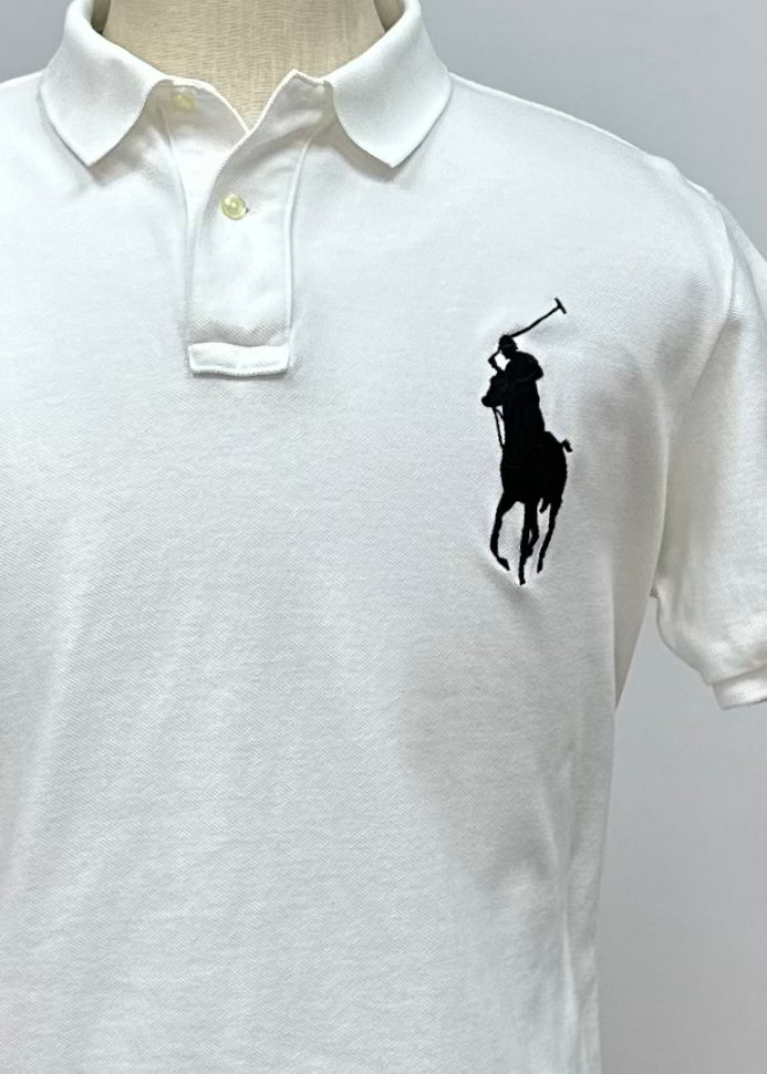 Camiseta Polo Ralph Lauren 🏇🏼color blanco con logo big pony Talla XL Entalle Custom Slim Fit