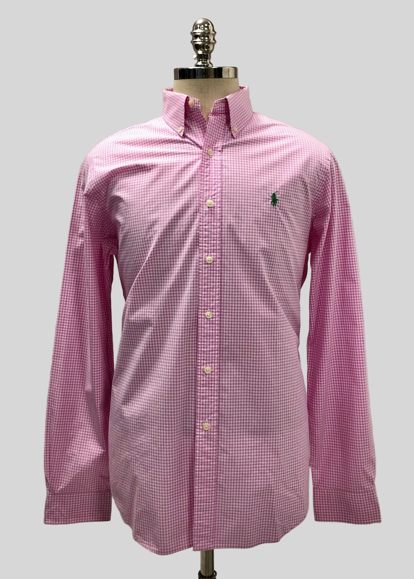 Camisa Polo Ralph Lauren 🏇🏼 de cuadros gingham rosado y blanco Talla L Entalle Regular
