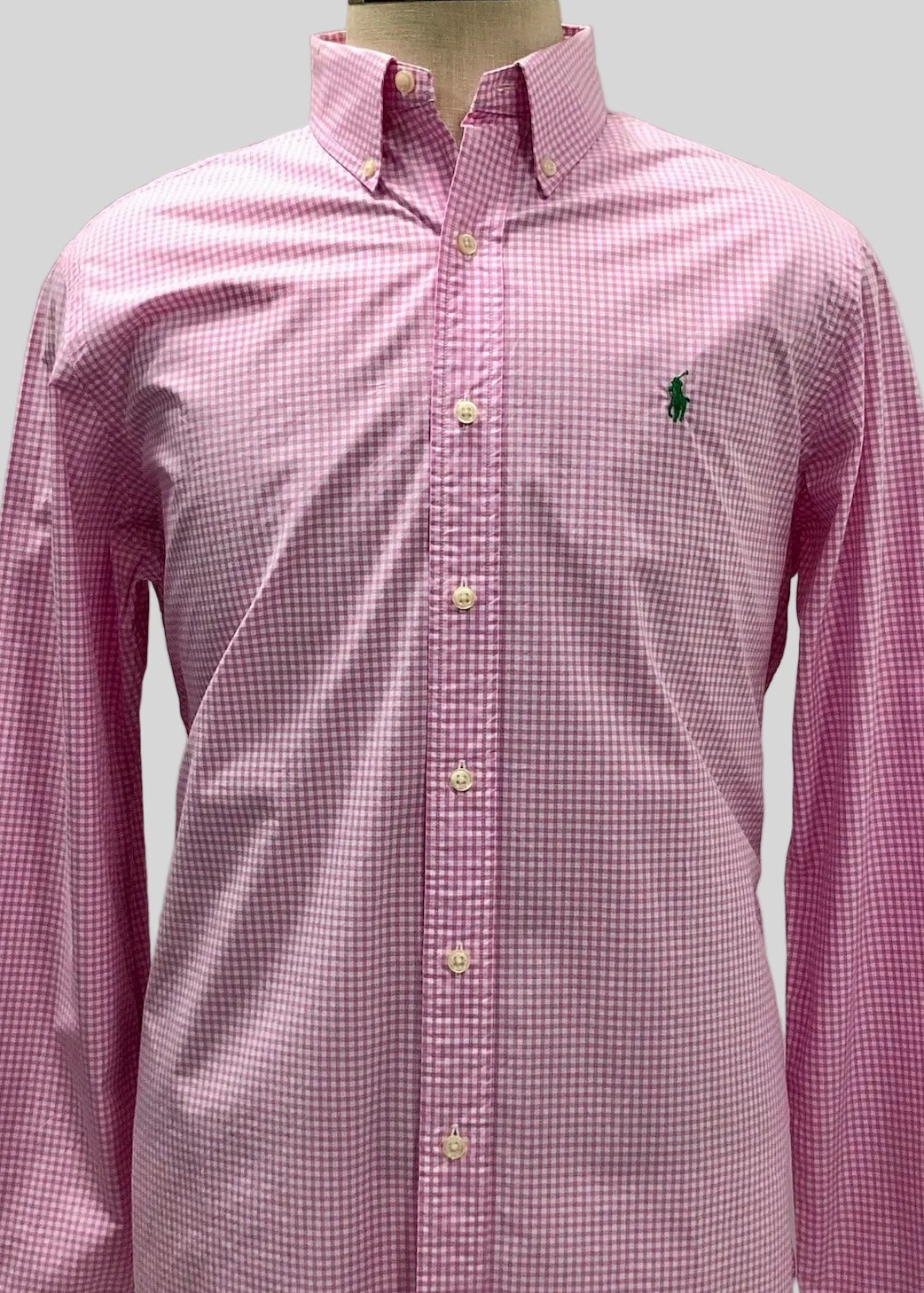 Camisa Polo Ralph Lauren 🏇🏼 de cuadros gingham rosado y blanco Talla L Entalle Regular