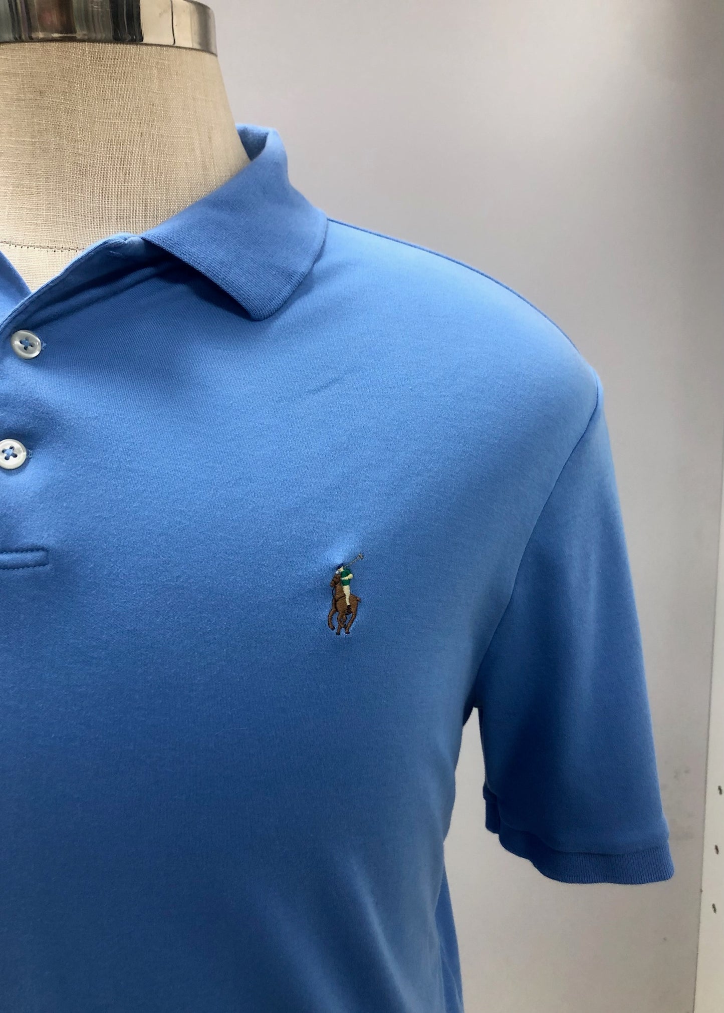 Camiseta Polo Ralph Lauren 🏇🏼 Pima color Celeste Talla L Entalle Clásico