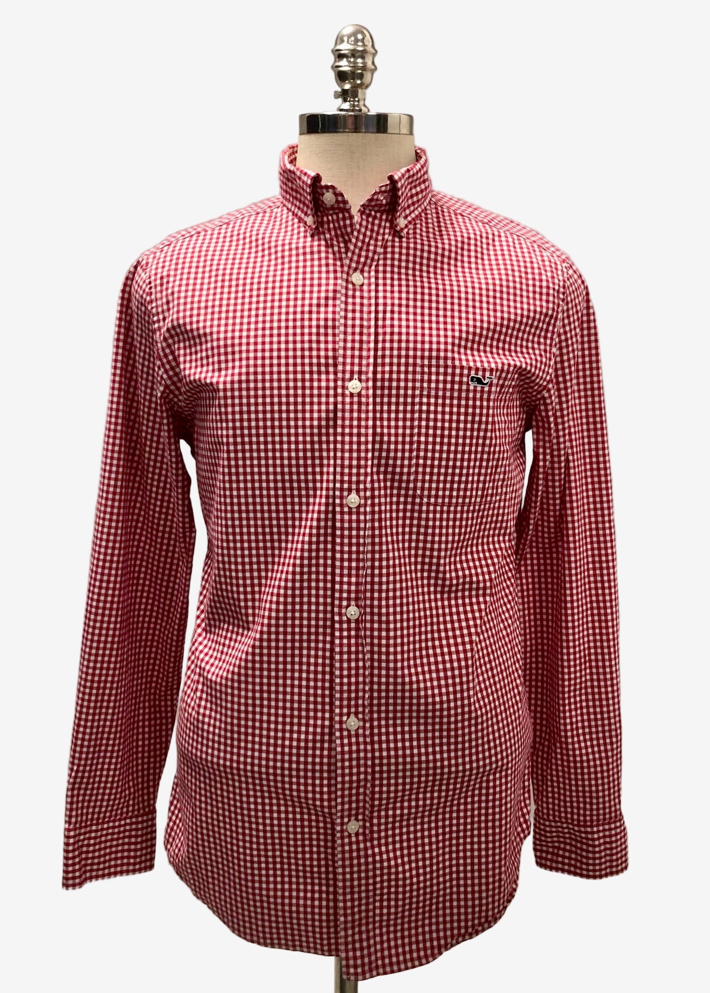 Camisa de botones Vineyard Vines 🐳 de cuadros gingham en color rojo y blanco Talla M Entalle Clásico