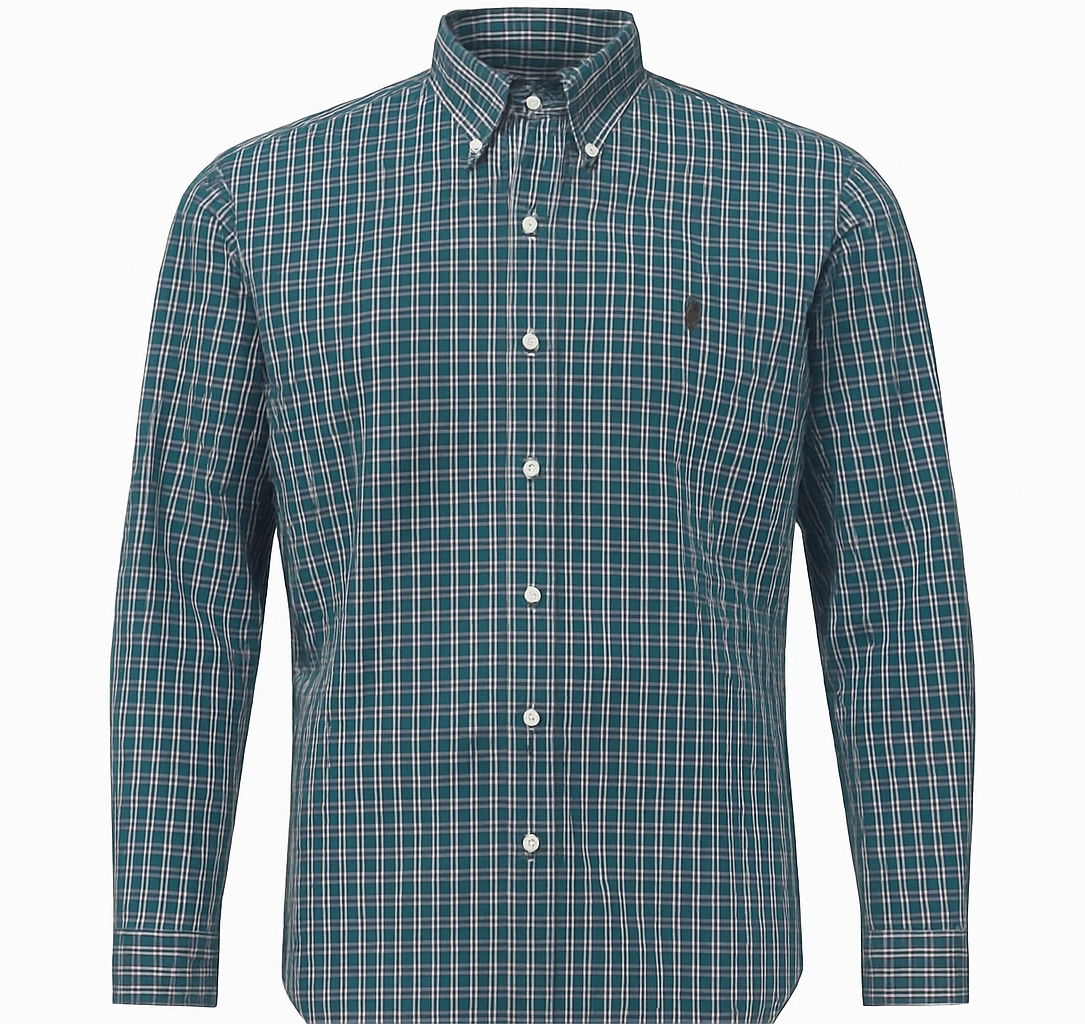 Camisa de botones Polo Ralph Lauren 🏇🏼 con cuadros en color verde, morado y blanco Talla XL Entalle Regular