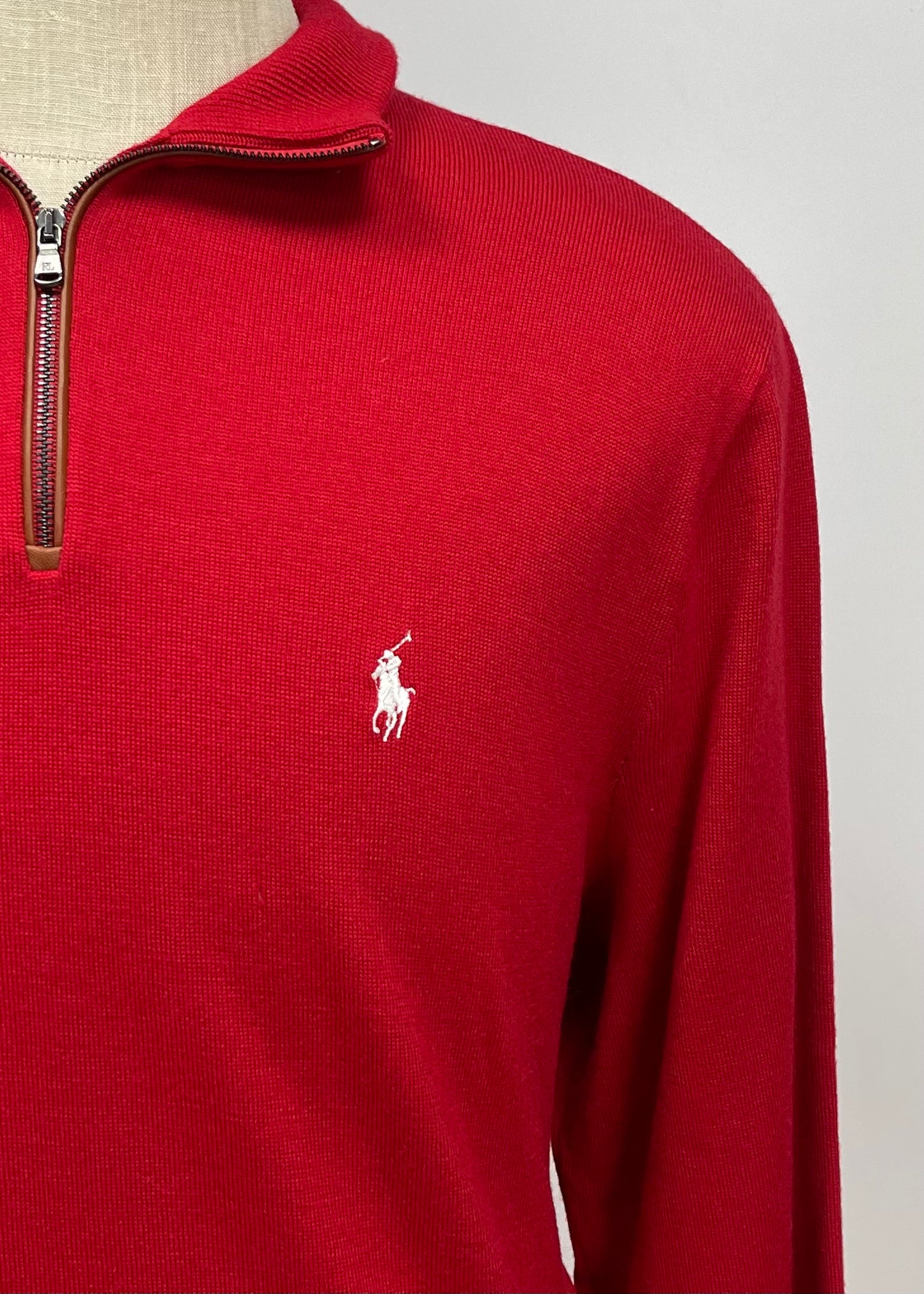 Sueter Jersey Polo Ralph Lauren 🏇🏼 color rojo con logo blanco Talla L