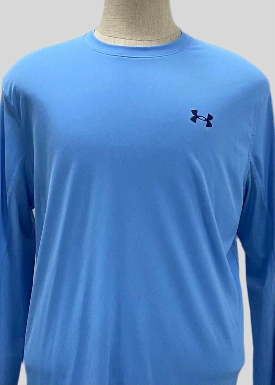 Camiseta cuello redondo Under Armour 🏋🏽 color celeste manga larga Talla XL