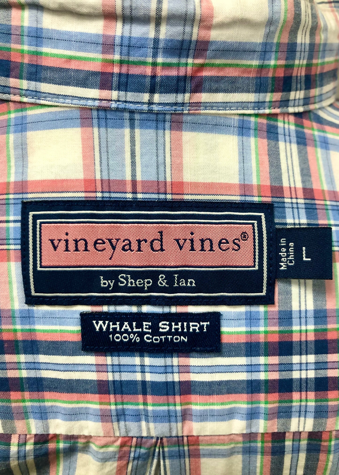 Camisa de botones Vineyard Vines 🐳 color blanco con patrón de cuadros en color rosado, azul y celeste Talla XL Entalle Regular