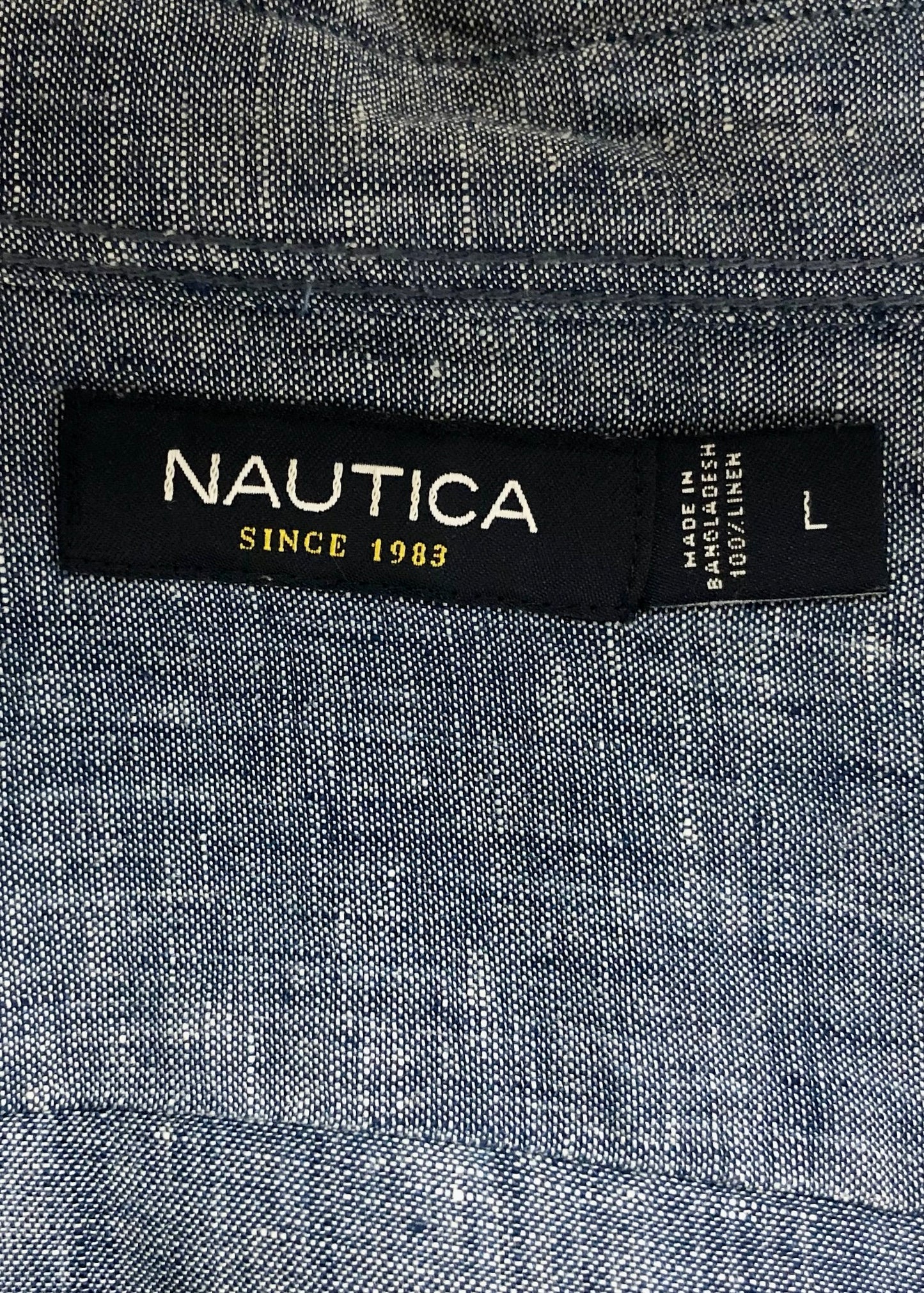 Camisa de botones Nautica ⚓️ De Lino en color azul grisáceo Talla L Entalle Regular