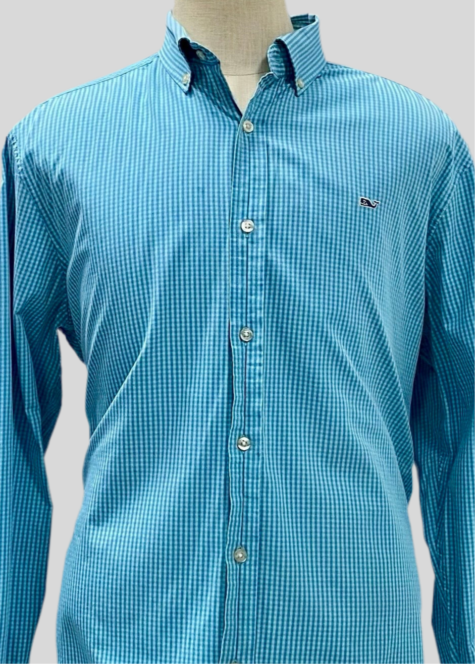 Camisa de botones Vineyard Vines 🐳 con patrón de cuadros en color azul y turquesa Talla XL Entalle Regular