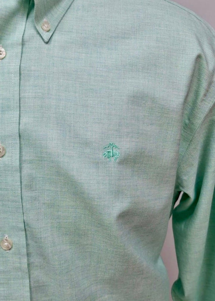 Camisa Brooks Brothers 🐑 color verde claro tornasol Talla XL Entalle Regular