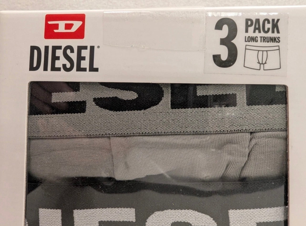 Combo de 3 Boxers Briefs Diesel Tela de Algodón color Negro y Gris Talla XL