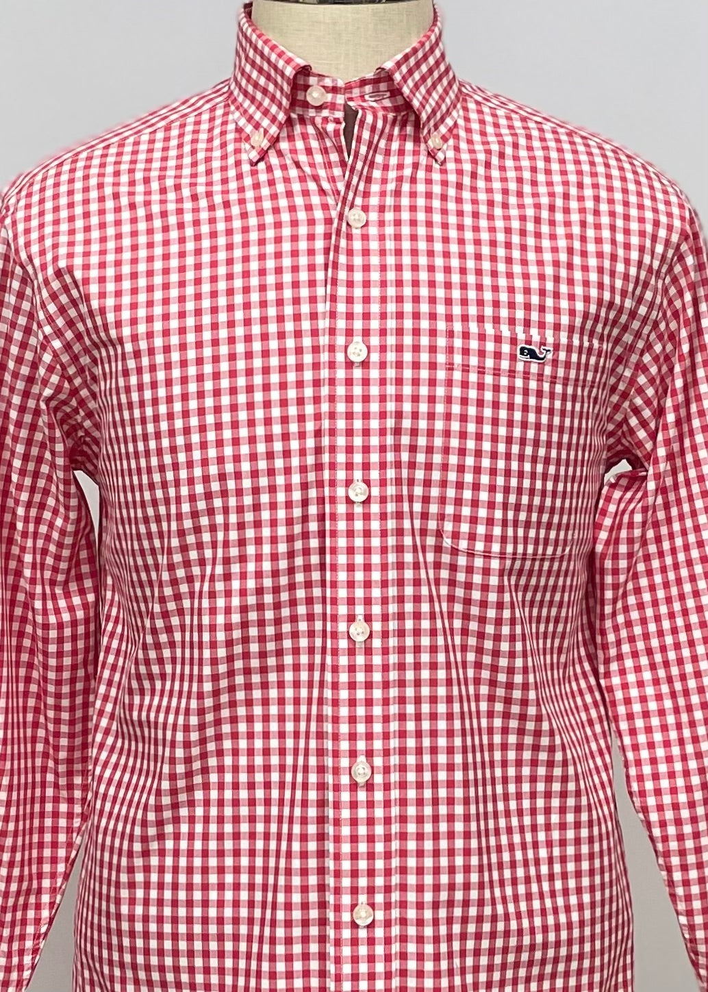 Camisa Vineyard Vines 🐳 con patron de cuadros gingham rojo y blanco Talla S Entalle Regular