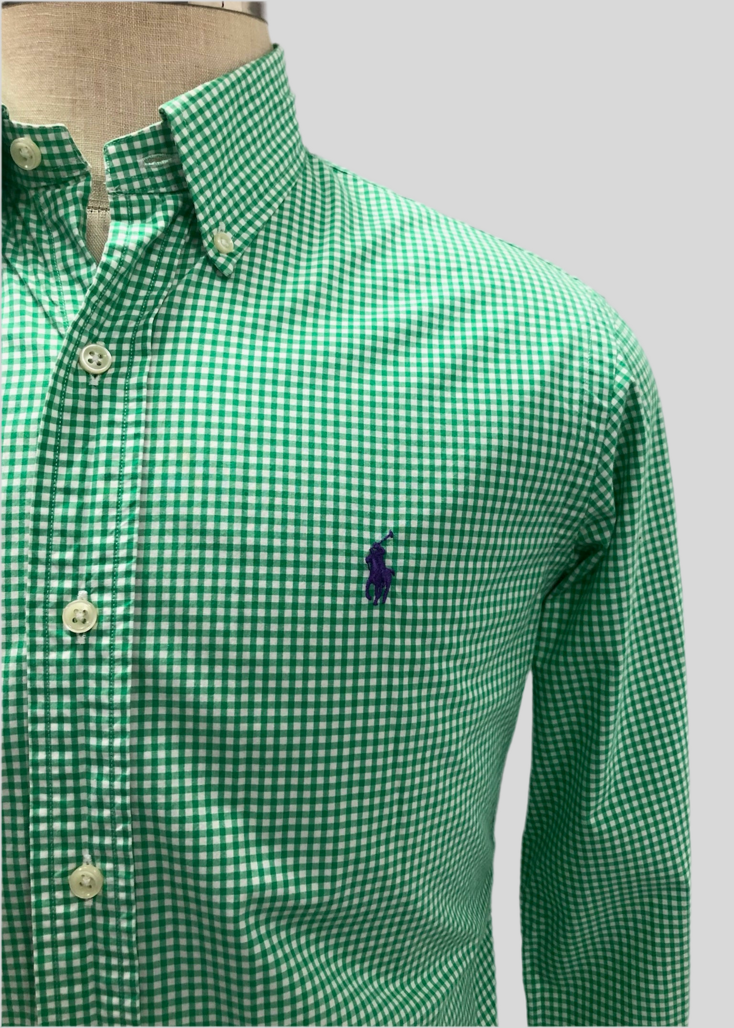 Camisa de botones Polo Ralph Lauren 🏇🏼 de cuadros gingham color verde y blanco Talla S Entalle Regular