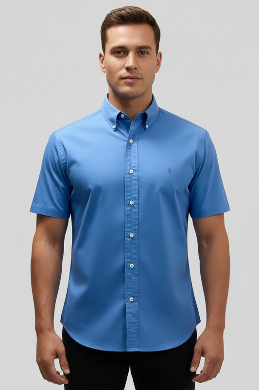 Camisa de botones Polo Ralph Lauren 🏇🏼  en color celeste Talla L Entalle Clásico