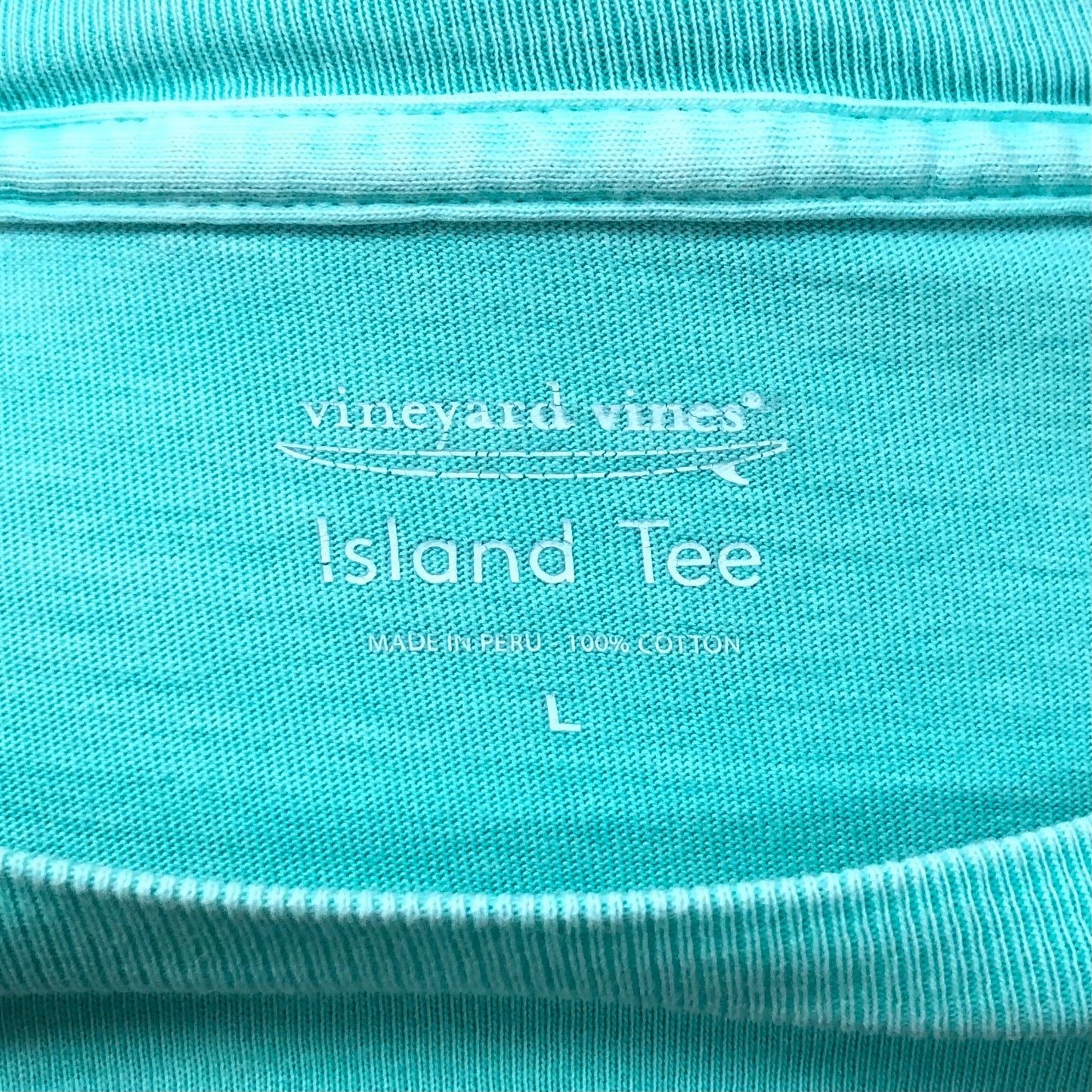 Camiseta de bolsillo Vineyard Vines 🐳 color turquesa claro con Diseño de ballena en azul y verde Talla Large