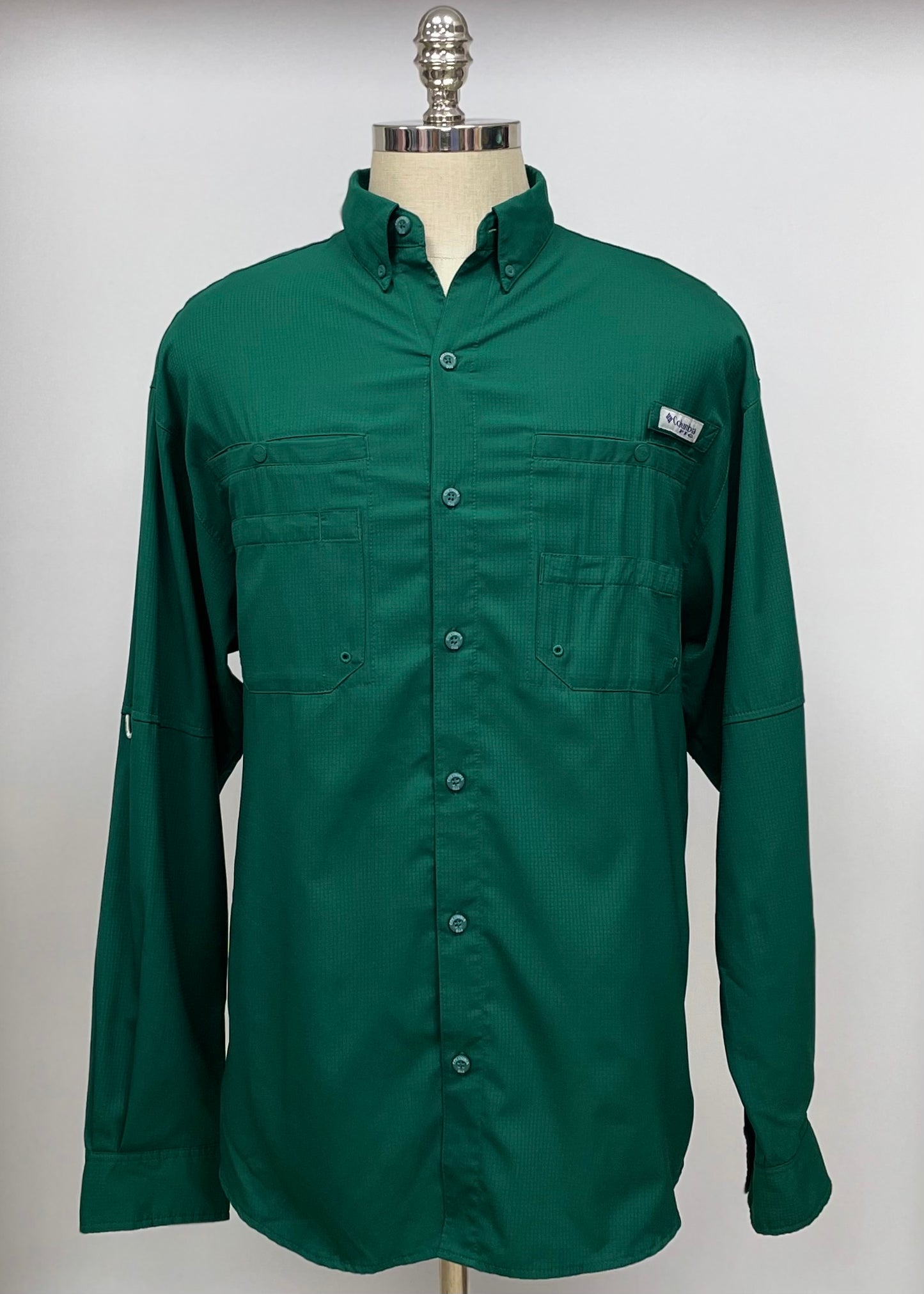 Camisa Columbia 🔹color verde oscuro con Omni Shade Manga larga Talla L