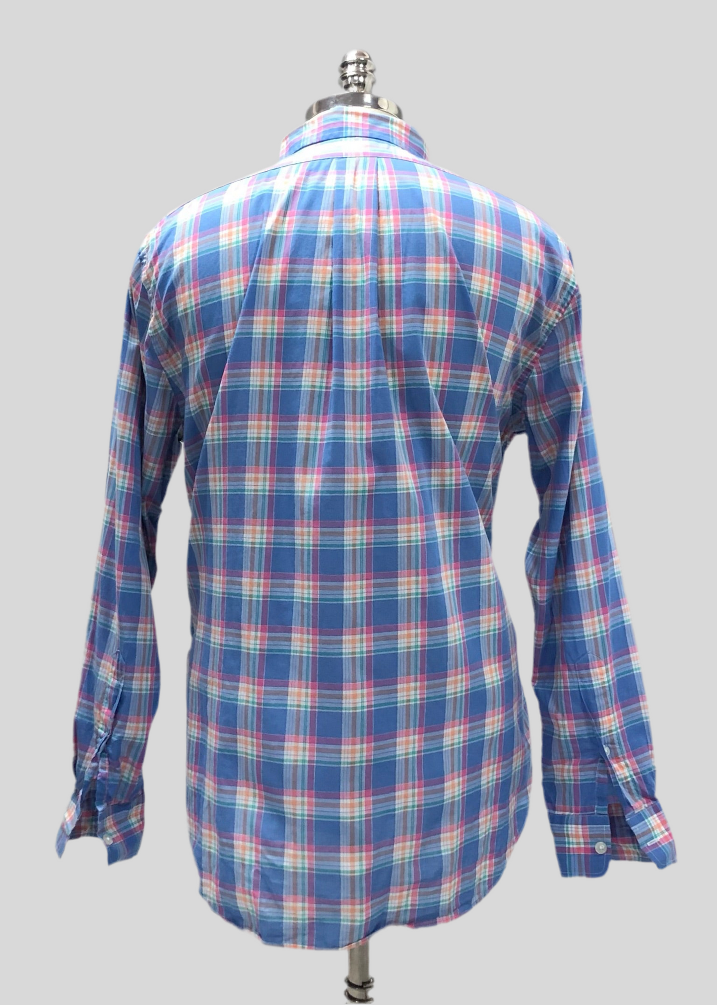 Camisa de botones Vineyard Vines 🐳 color azul de cuadros tartán en color rosado, naranja y blanco Talla L Entalle Slim Fit