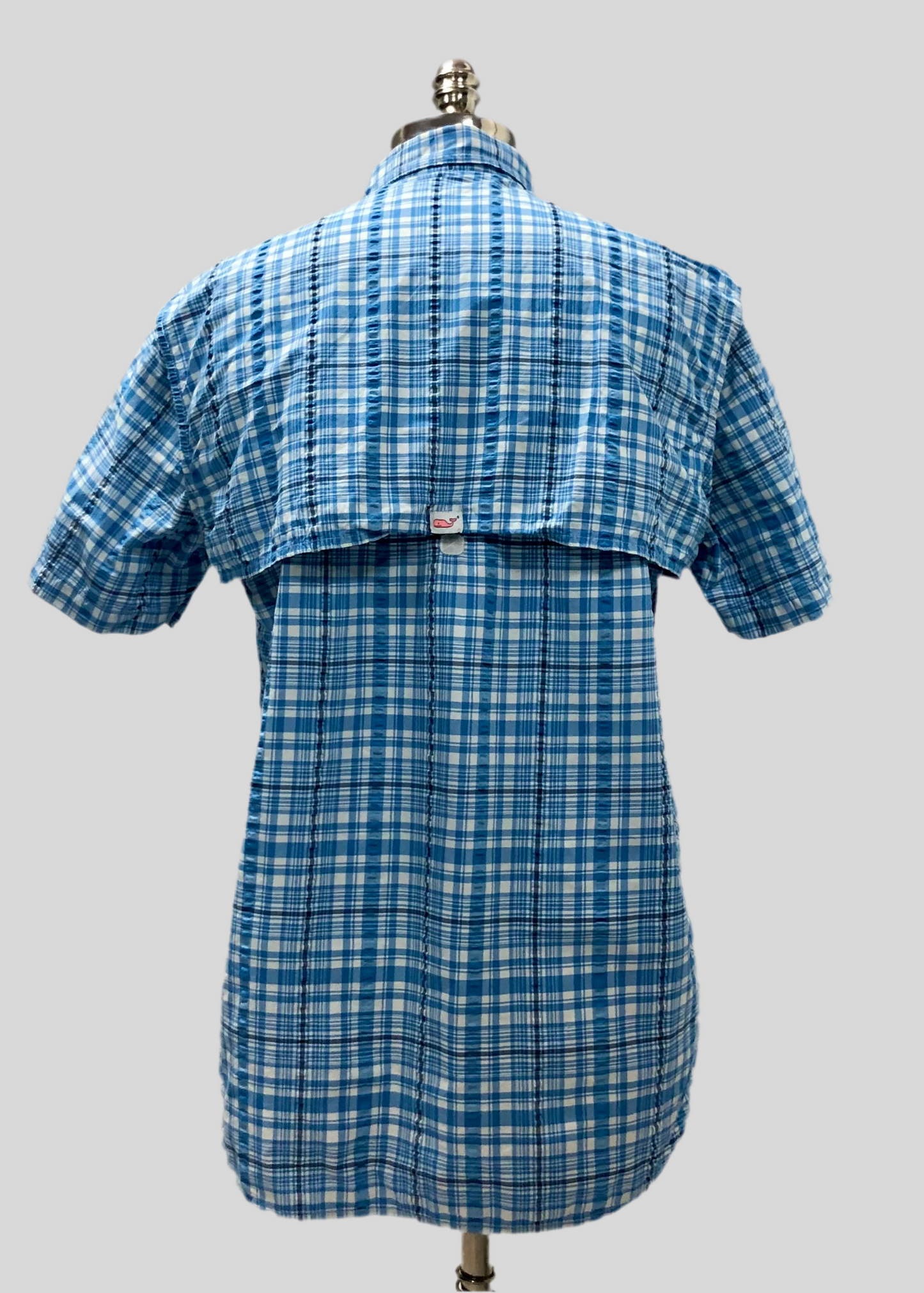 Camisa Vineyard Vines 🐳 Modelo Harbor de cuadro en color azul y blanco Talla M Entalle regular
