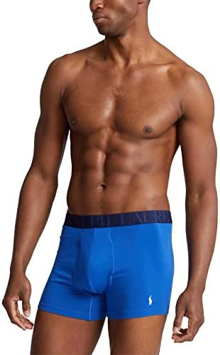 Paquete de 3 Boxer Briefs Polo Ralph Lauren 🏇🏼 Classic Fit Tela algodón stretch color azul, celeste y con diseño de logo Talla S