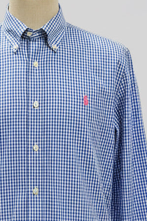 Camisa Polo Ralph Lauren 🏇🏼 color blanco de cuadros azul Talla L Entalle Regular