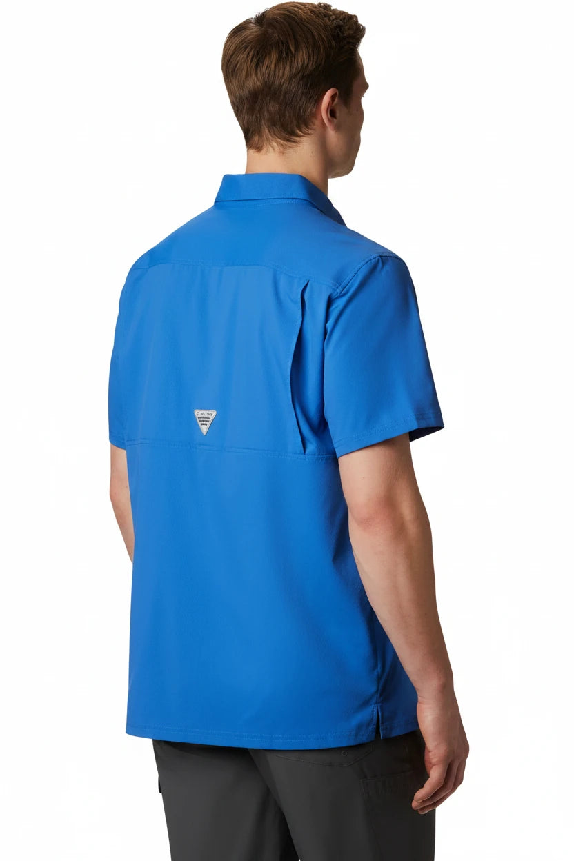 Camisa Columbia 🔹Modelo Slack Tide color azul royal con Omni Shade Manga corta