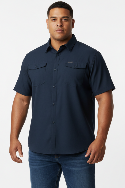 Camisa Columbia 🔹color negro con Omni Shade Manga corta Talla XXL