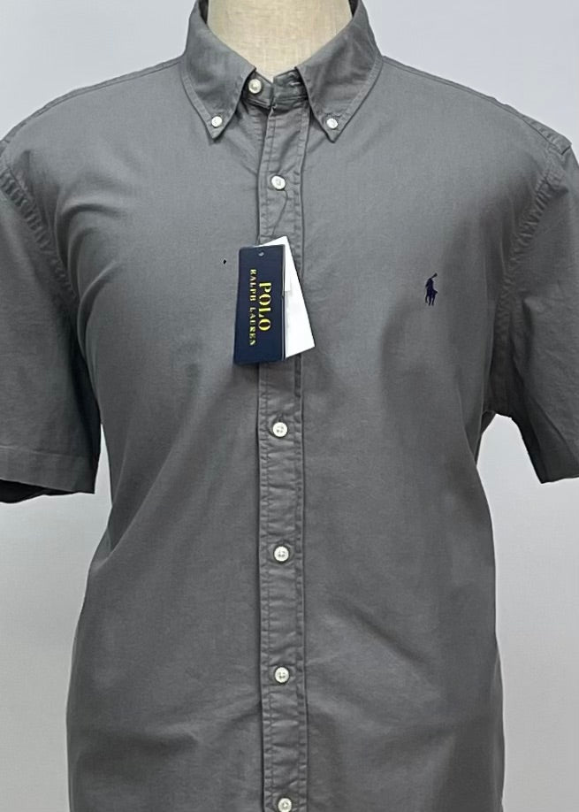 Camisa de botones Polo Ralph Lauren 🏇🏼 Oxford en color gris oscuro Talla XXL Entalle Clásico