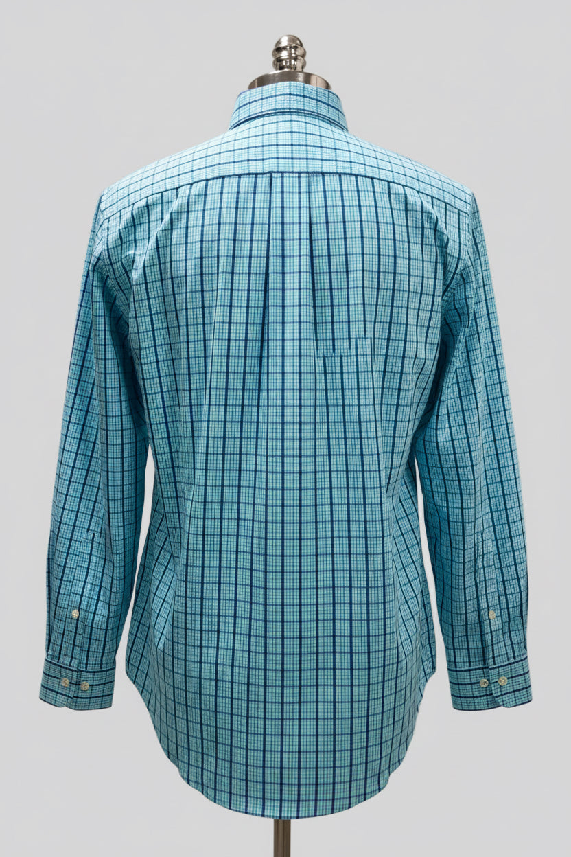 Camisa de botones Brooks Brothers 🐑 con cuadros en turquesa y azul Talla M Entalle Regular