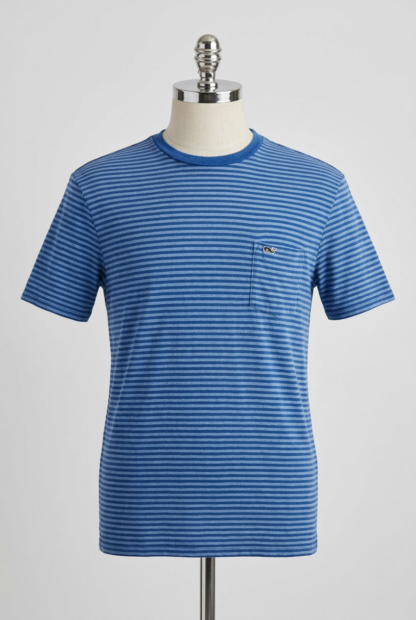Camiseta cuello redondo Vineyard Vines 🐳 de rayas en color azul y celeste Talla M