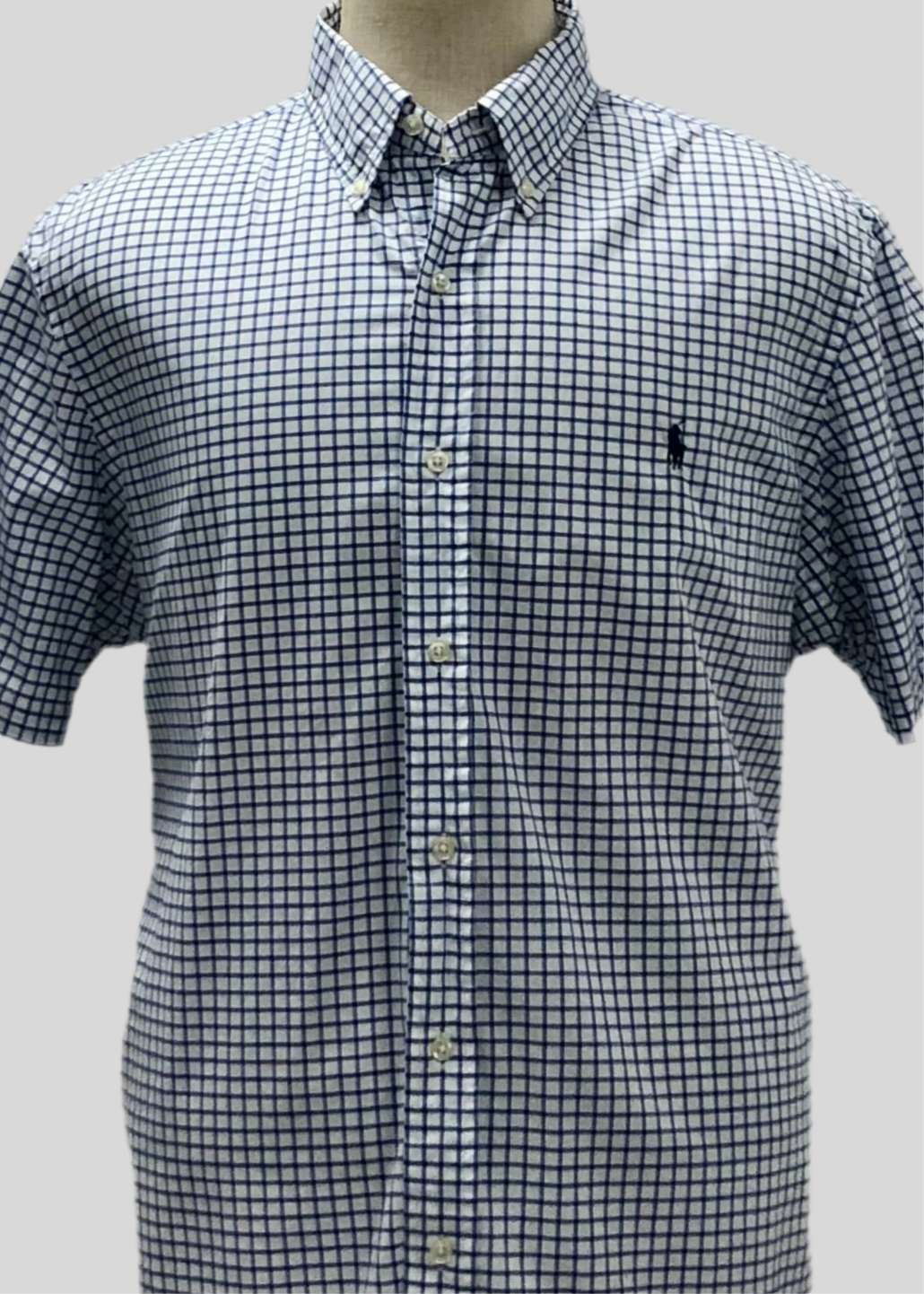 Camisa Polo Ralph Lauren 🏇🏼 Color blanco de cuadros en color azul Talla XL Entalle Regular
