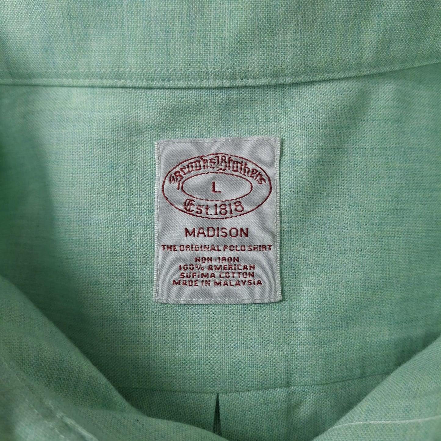 Camisa Brooks Brothers 🐑 color verde claro tornasol Talla XL Entalle Regular