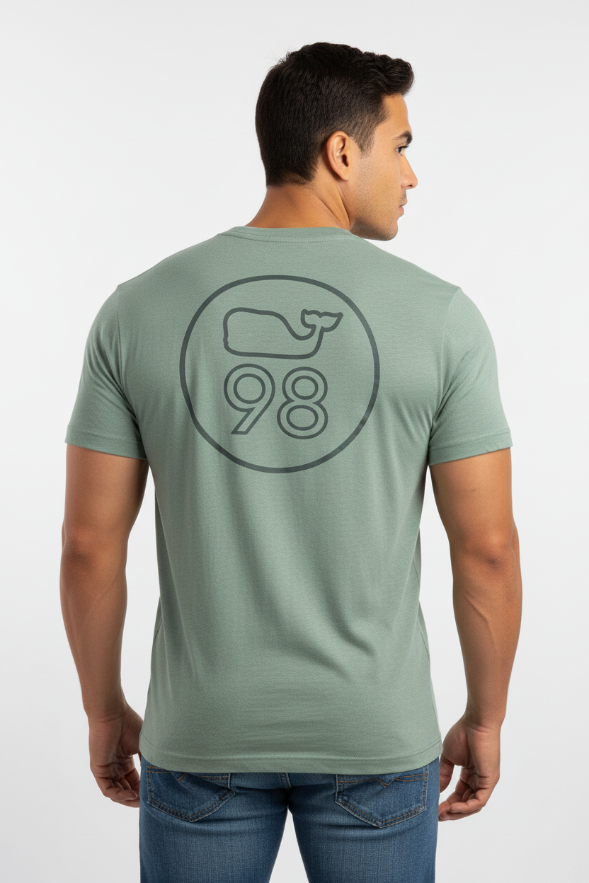 Camiseta cuello redondo Vineyard Vines 🐳 Performance color gris claro con Diseño de ballena Talla S