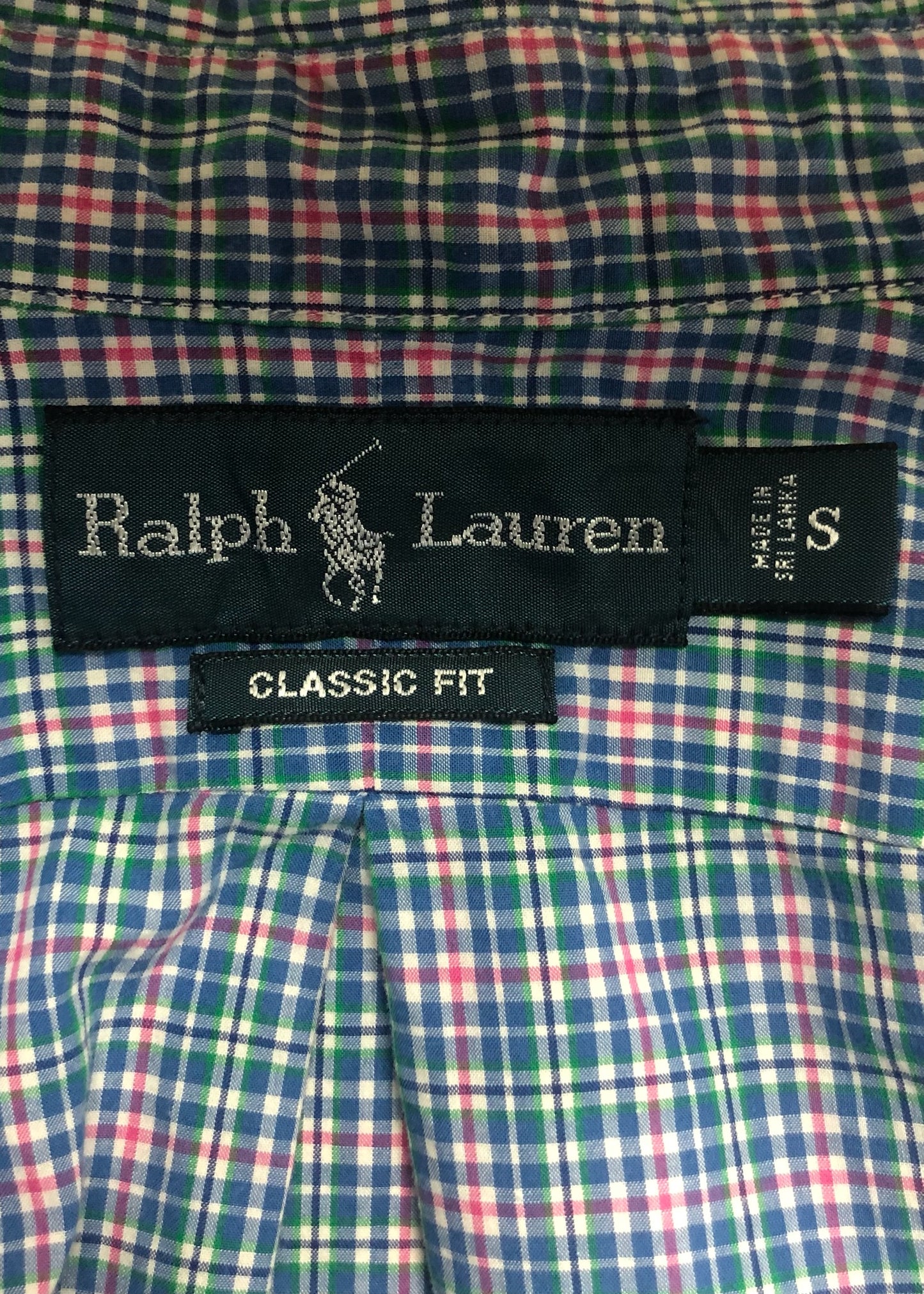 Camisa Polo Ralph Lauren 🏇🏼 color blanco con patron de cuadros rosado, verde y azul Talla S Entalle Clásico