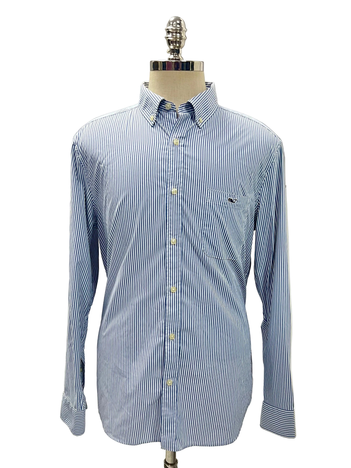 Camisa de botones Vineyard Vines 🐳 Performance de rayas en color azul y blanco Talla L Entalle Regular