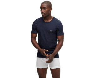 Paquete de 3 Camiseta Interior Hugo Boss 🇩🇪 Cuello redondo Tela algodón color blanco y negro Talla S