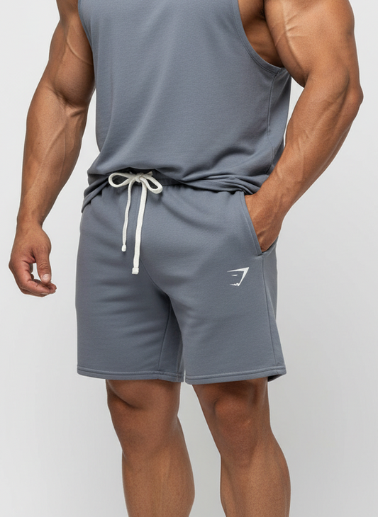 Short Lounge Gymshark 🏋🏼‍♂️ color gris y logo en blanco Talla XL
