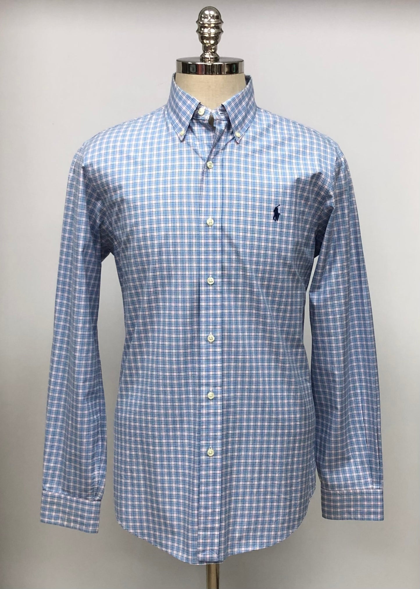 Camisa Polo Ralph Lauren 🏇🏼 de cuadros en celeste y rosado Talla M Entalle Regular