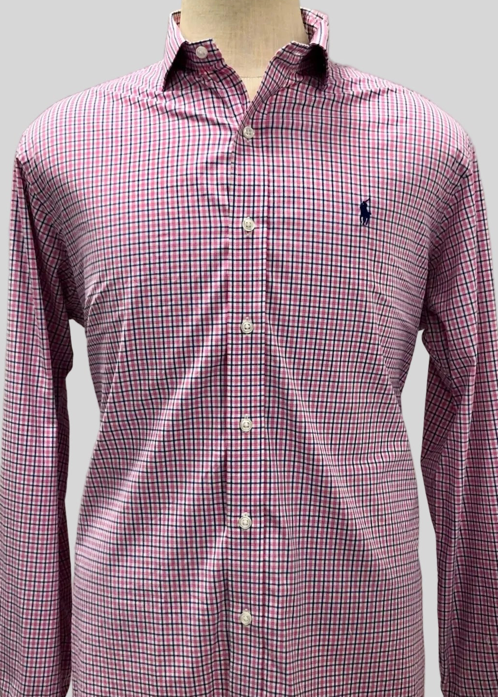 Camisa de botones Polo Ralph Lauren 🏇🏼 Performance de cuadros rosado, azul y blanco Talla L Entalle Regular