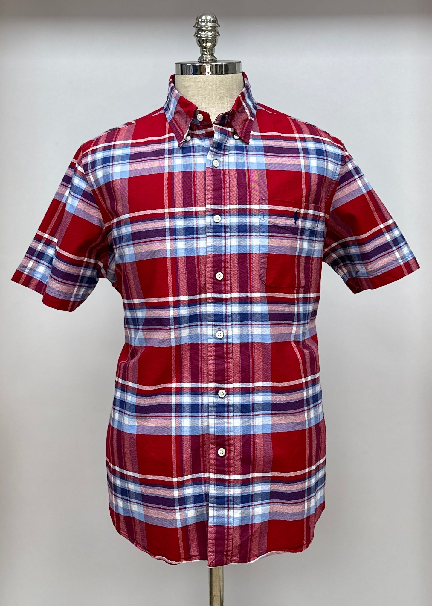 Camisa Polo Ralph Lauren 🏇🏼 Oxford con patron de cuadros en color rojo, azul y blanco Talla XXL Entalle Regular