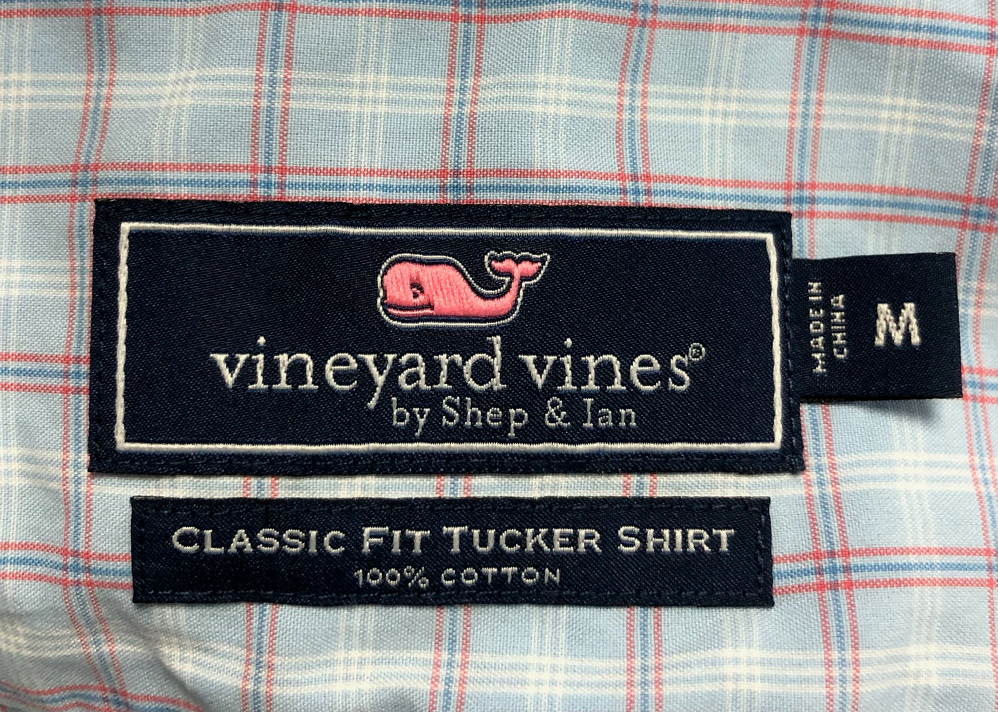 Camisa de botones Vineyard Vines 🐳 color celeste de cuadros en rojo, azul y blanco Talla M Entalle Clásico