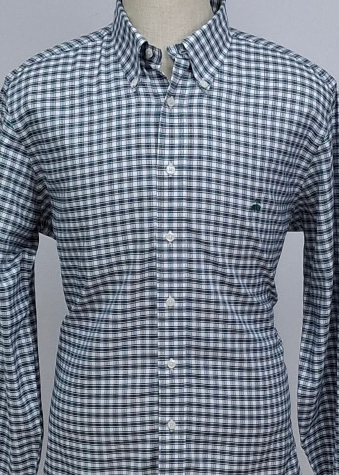 Camisa Brooks Brothers 🐑 con patrón de cuadros en color verde oscuro, azul y blanco Talla L Entalle Regular