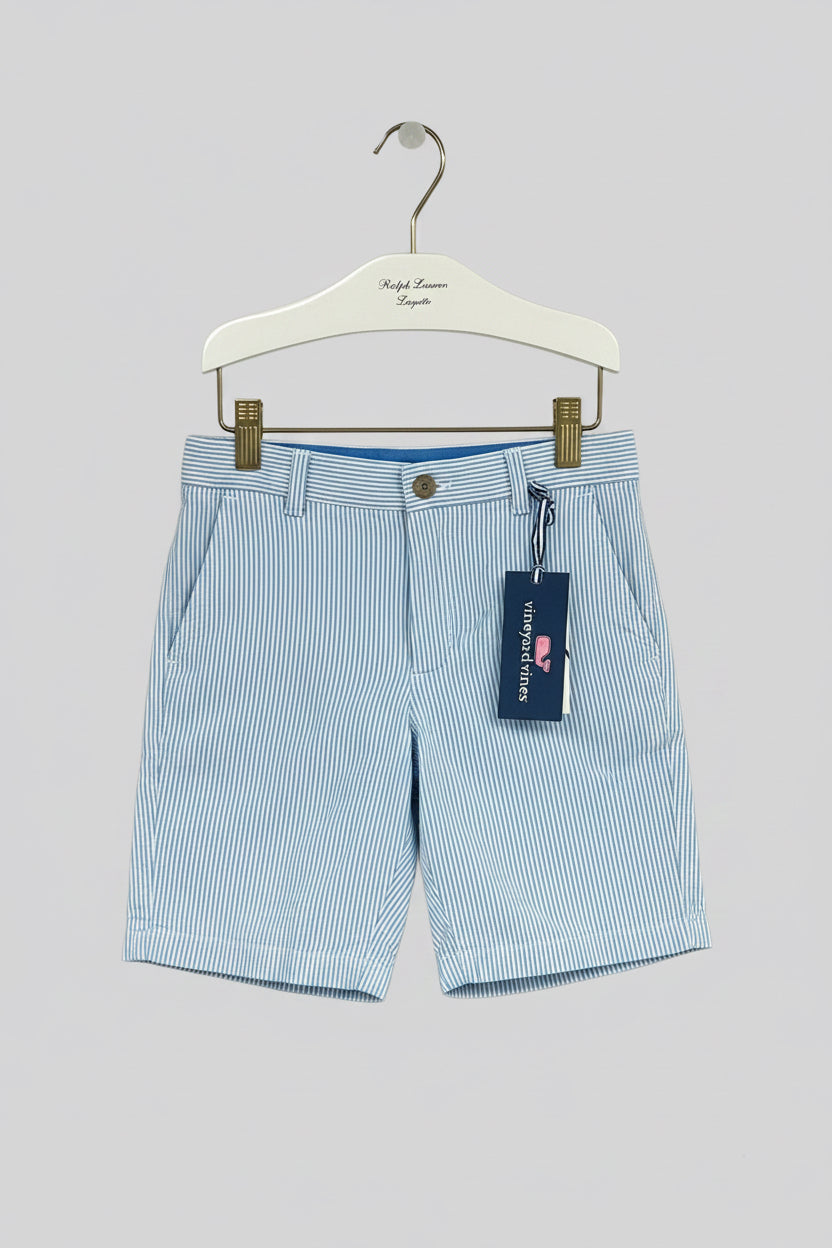 Short casual de niño Vineyard Vines 🐳 Seersucker de rayas color azul y blanco Talla 7