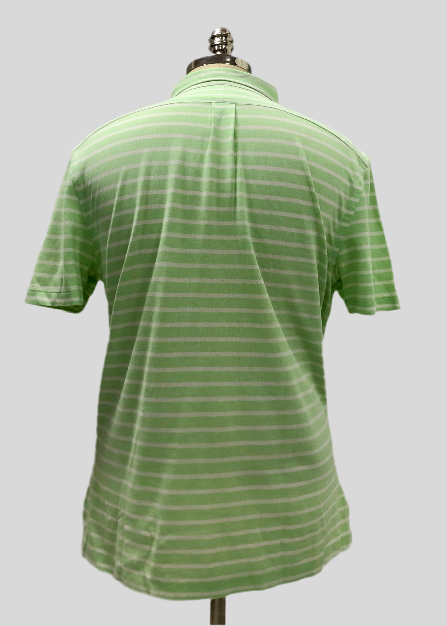 Camiseta Polo Ralph Lauren 🏇🏼 (Knit Oxford) color blanco con patrón de rayas en verde claro Talla L Entalle Regular
