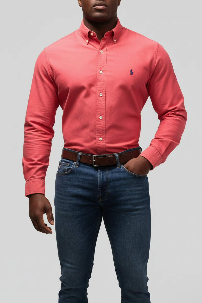 Camisa de botones Polo Ralph Lauren 🏇🏼 color rosado magenta Talla L Entalle Regular