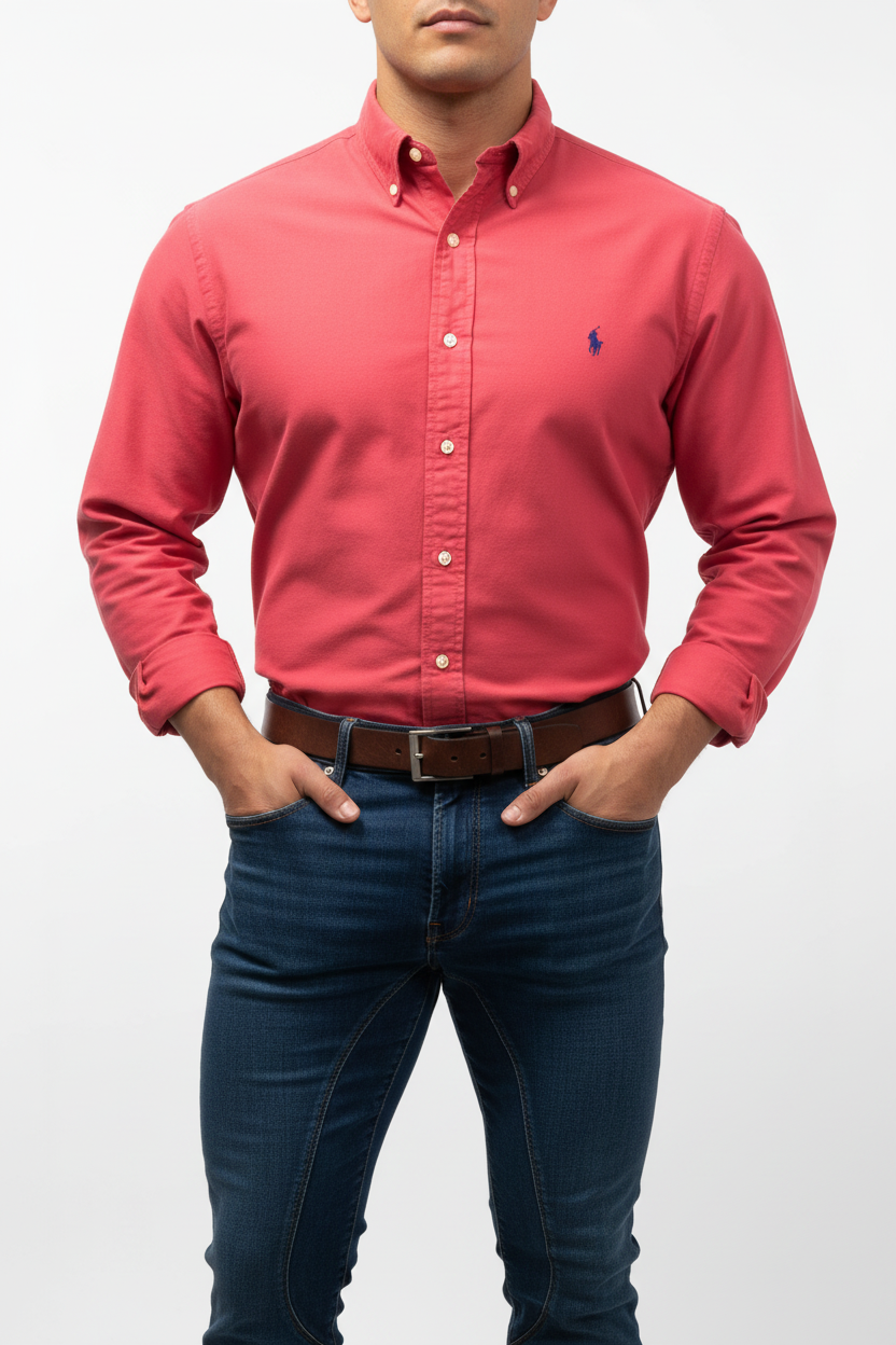 Camisa de botones Polo Ralph Lauren 🏇🏼 color rosado magenta Talla L Entalle Regular