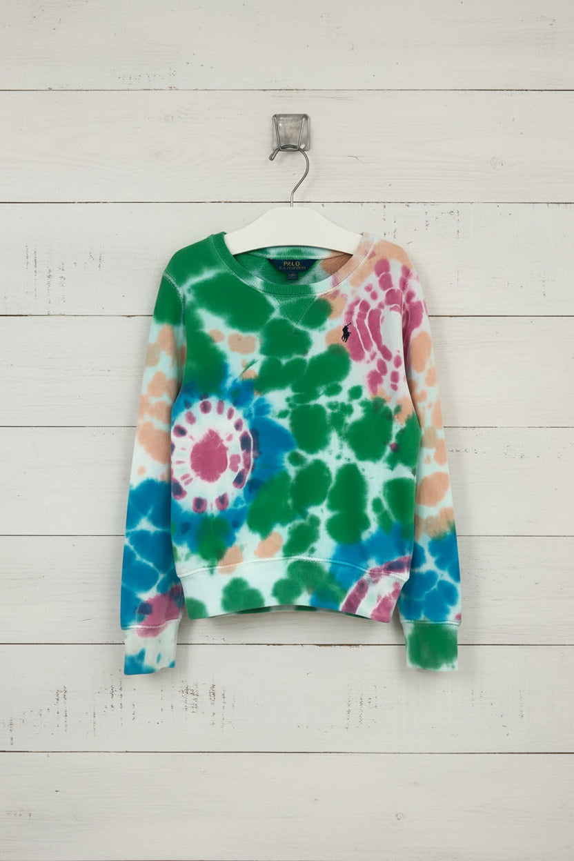 Sueter Jersey de niña Polo Ralph Lauren 🏇🏼 En color blanco con diseño tie dye Talla M (8-10)
