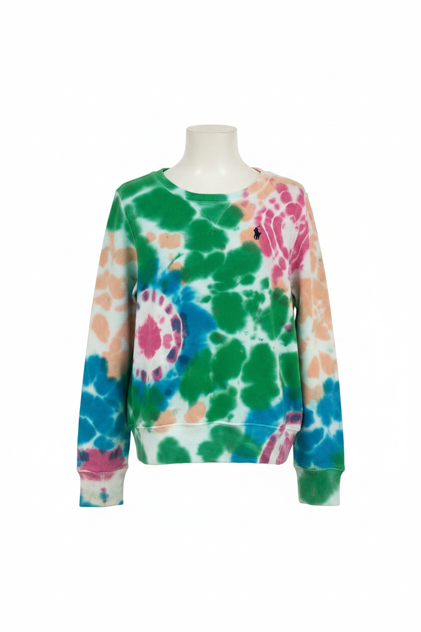 Sueter Jersey de niña Polo Ralph Lauren 🏇🏼 En color blanco con diseño tie dye Talla M (8-10)