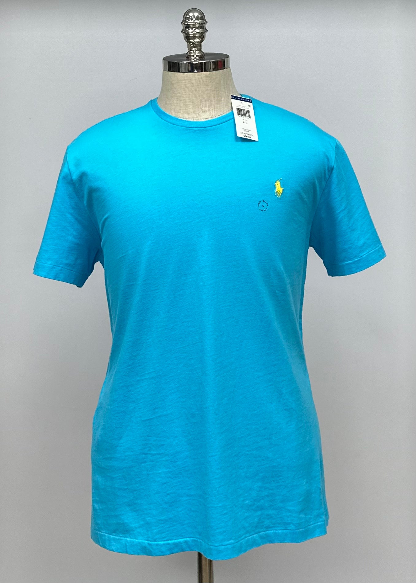 Camiseta cuello Redondo Polo Ralph Lauren 🏇🏼 color turquesa manga corta Talla Large Entalle Regular