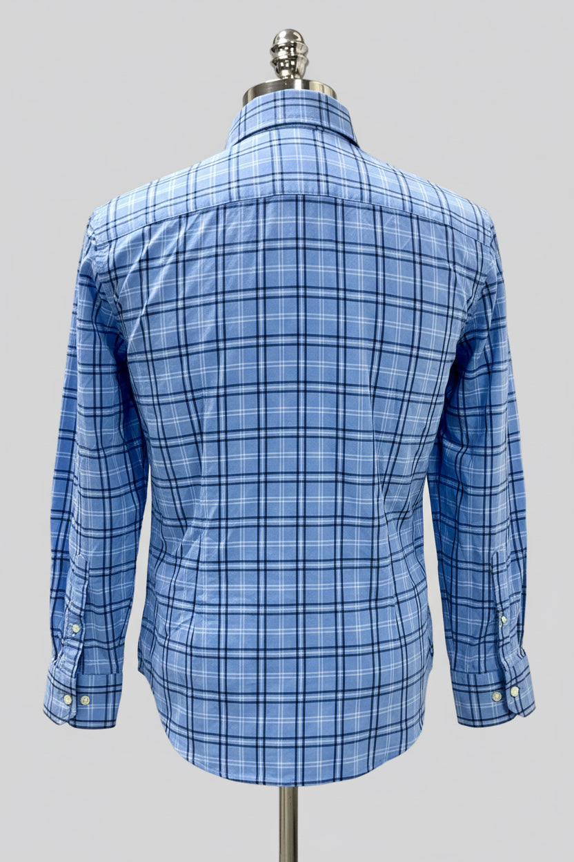 Camisa Polo Ralph Lauren 🏇🏼 color celeste de cuadros azul navy Talla S Entalle Clásico