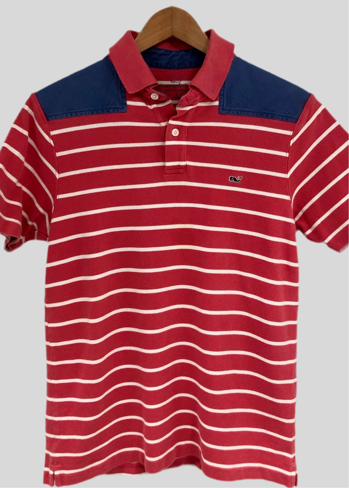 Camiseta Polo de niño Vineyard Vines 🐳 color rojo con rayas blancas Talla L (16) Entalle Regular
